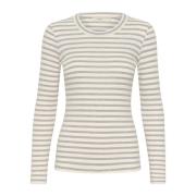 Gestreepte Lange Mouw Mix Top InWear , White , Dames