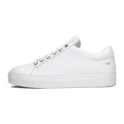 Witte Leren Sneakers met Gouden Accenten Nubikk , White , Dames