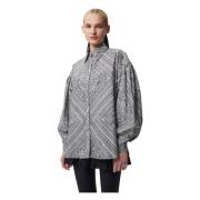 Oversized Bandana Print Shirt Bizuu , Gray , Dames