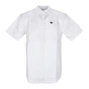 Satijnen Korte Mouw Shirt Wit/Grijs Adidas , White , Dames