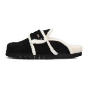 Zwarte Teddy Fur Slides Nubikk , Black , Dames