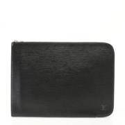 Pre-owned Leather clutches Louis Vuitton Vintage , Black , Heren