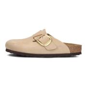 Boston Buckle Beige Nubuck Clogs Birkenstock , Beige , Dames