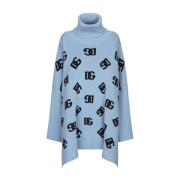 Logo Poncho voor Stijlvolle Look Dolce & Gabbana , Blue , Dames