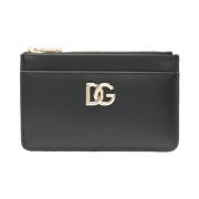 Zwarte Logo-Plaque Ritsportemonnee Dolce & Gabbana , Black , Dames