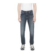 Blauwe Slim Fit Geborduurde Jeans Tommy Jeans , Blue , Heren