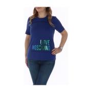 Basis Dames T-shirt Lente/Zomer Love Moschino , Blue , Dames