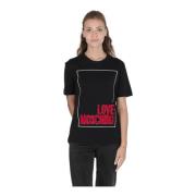 Zwart Katoenen T-Shirt Love Moschino , Black , Dames