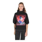 Zwarte Katoenmix Sweatshirt Love Moschino , Black , Dames