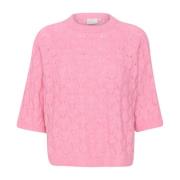 Rosebloom Melange Gebreide Trui Pullover Kaffe , Pink , Dames