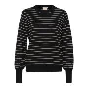 Gestreepte Pullover Trui Slim Streep Kaffe , Black , Dames