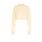 Oranje Wol Kasjmier Crew Neck Sweater Sportmax , Beige , Dames