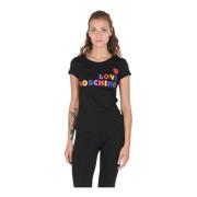 Zwarte Katoenen T-Shirt Love Moschino , Black , Dames