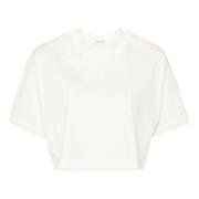 Witte T-shirts en Polos met Logo Moncler , White , Dames