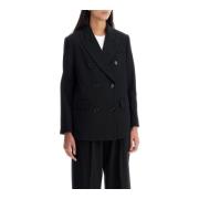 Double-Breasted Wollen Blazer Pinko , Black , Dames