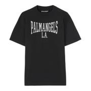 College Style Zwart T-shirt 100% Katoen Palm Angels , Black , Heren