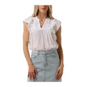 Elegante Witte Katoenen Blouse Neo Noir , White , Dames