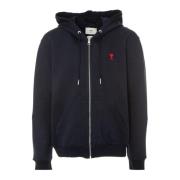 Hooded Rits Sweater Ami Paris , Blue , Heren