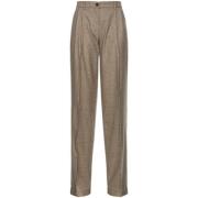 Geruite Wollen Broek Pinko , Brown , Dames