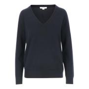 Kasjmier V-hals Pullover Marineblauw Vince , Blue , Dames