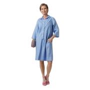 Lichtblauwe Linnen Jurk met Kraag Rosso35 , Blue , Dames