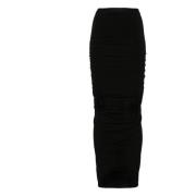 Zwarte Geplooide Rok Elastische Taille Rick Owens , Black , Dames