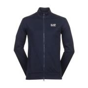 Gebreide Textuur Hooded Rits Sweater Emporio Armani EA7 , Blue , Heren