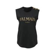 Pre-owned Cotton tops Balmain Pre-owned , Black , Dames