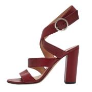 Pre-owned Leather sandals Gianvito Rossi Pre-owned , Red , Dames