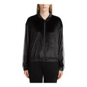 Effen Sweatshirt met Rits en Logo Emporio Armani EA7 , Black , Dames