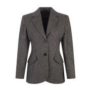 Slim Fit Herringbone Blazer Zwart Ermanno Scervino , Black , Dames