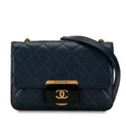 Pre-owned Leather shoulder-bags Chanel Vintage , Blue , Dames