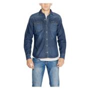 Blauw Katoenmix Shirt Mannen Herfst/Winter GAS , Blue , Heren