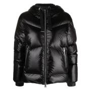 Zwarte Jassen met Capuchon en Dubbele Rits Woolrich , Black , Dames