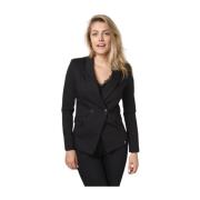 Zwarte Blazer met Revers Kraag Josh V , Black , Dames