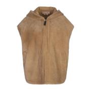 Shearling Hooded Gilet Elegant Shaved Effect Marni , Brown , Dames