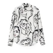 Wit Bedrukt Katoenen Shirt Vrouwen Herfst/Winter Desigual , White , Da...