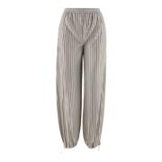 Geribbelde Jacquard Viscose Broek Beige Giorgio Armani , Beige , Dames