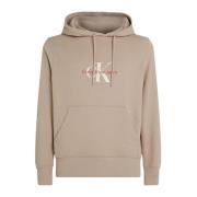 Beige Bedrukte Hoodie Calvin Klein , Beige , Heren