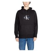 Zwarte Bedrukte Hoodie Heren Katoen Calvin Klein , Black , Heren