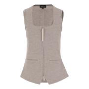 Kasjmiermix Ritsvest Beige Giorgio Armani , Beige , Dames