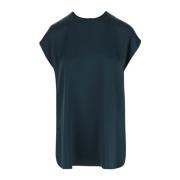 Zijden Crew Neck Korte Mouw Top Giorgio Armani , Green , Dames