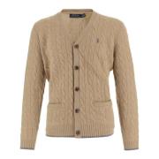 Wol Kasjmier V-Hals Cardigan Beige Polo Ralph Lauren , Beige , Heren