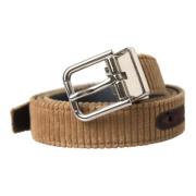 Bruin Velvet Metalen Gesp Riem Mannen Dolce & Gabbana , Brown , Heren