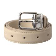 Beige Leren Riem met Metalen Gesp Dolce & Gabbana , Beige , Dames