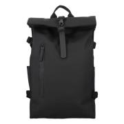 Zwarte Rolltop Rugzak Handtas Rains , Black , Unisex