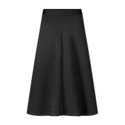 Gestikte A-lijn Midi Rok Raffaello Rossi , Black , Dames