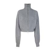 Zachte Wol Kasjmier Vest Rits Sportmax , Gray , Dames