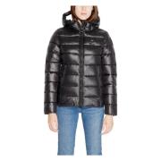 Zwarte Winterjas met Capuchon en Zakken Blauer , Black , Dames