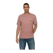 Casual Katoenen T-shirt voor Mannen Only & Sons , Pink , Heren